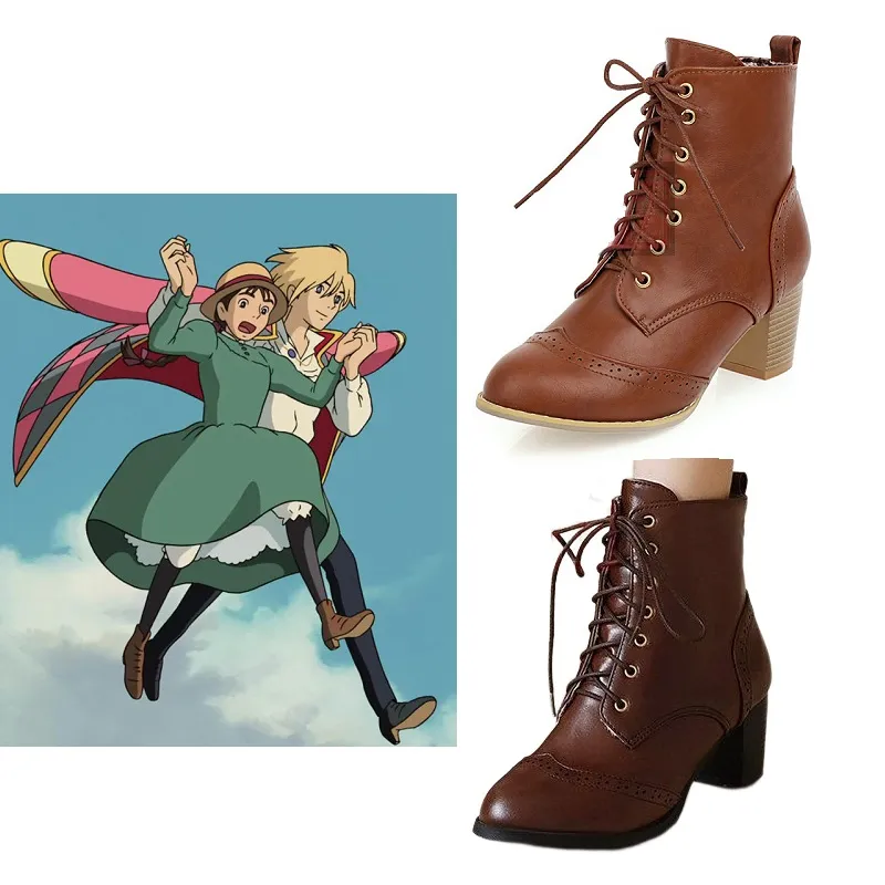 Howl's Moving Castle Sophie Shoes Ankle Lace-up Boots Cosplay