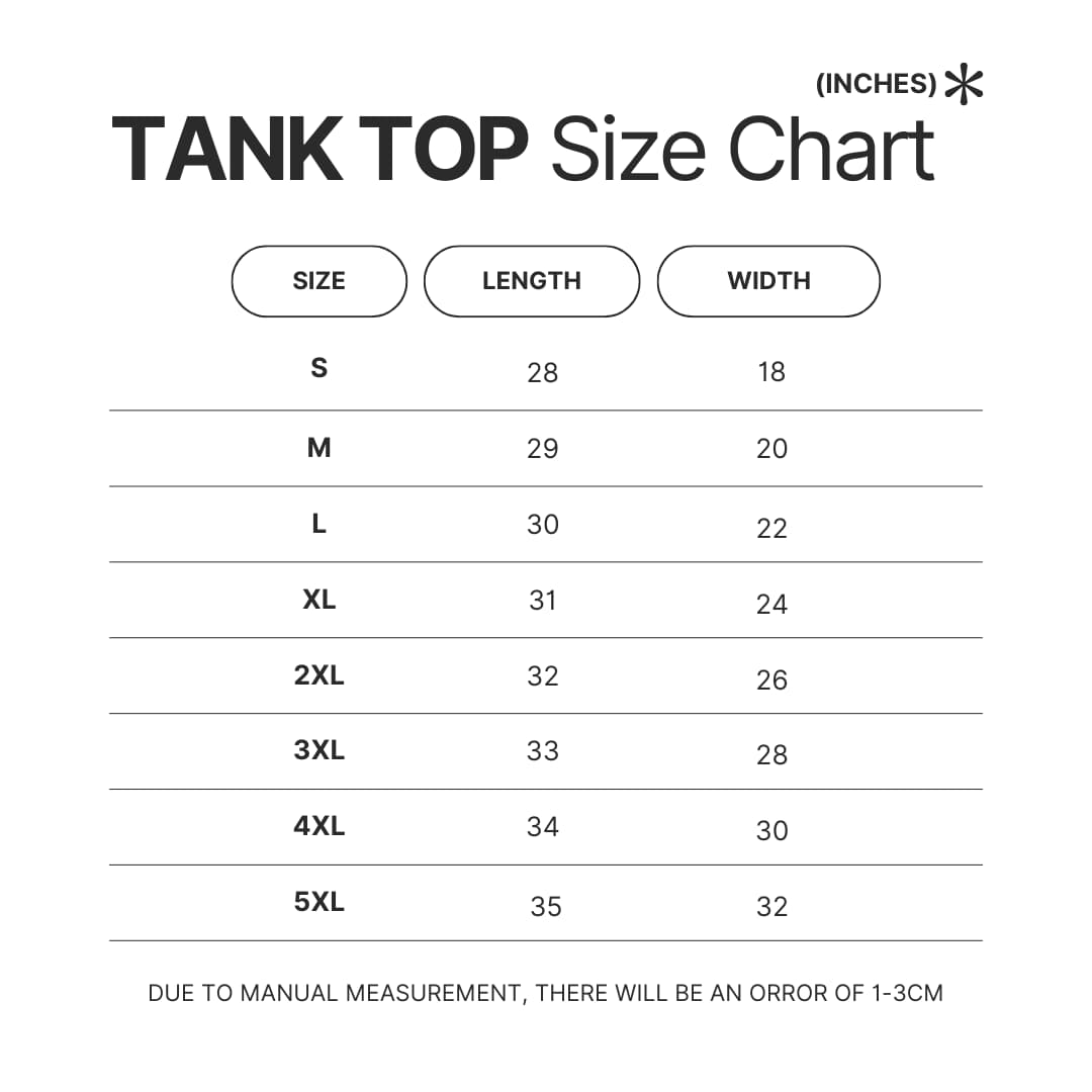 Tank Top Size Chart - Howl’s Moving Castle Shop