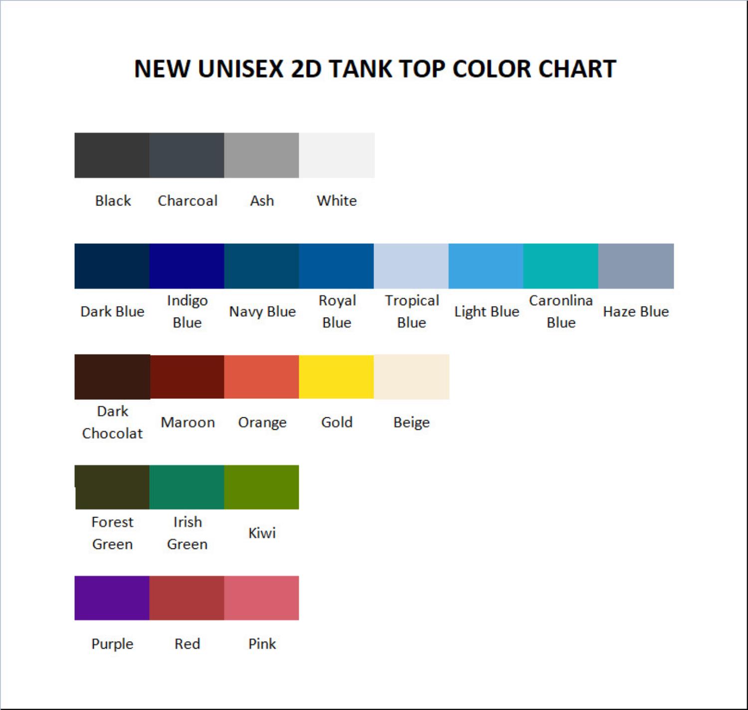 tank top color chart - Howl’s Moving Castle Shop