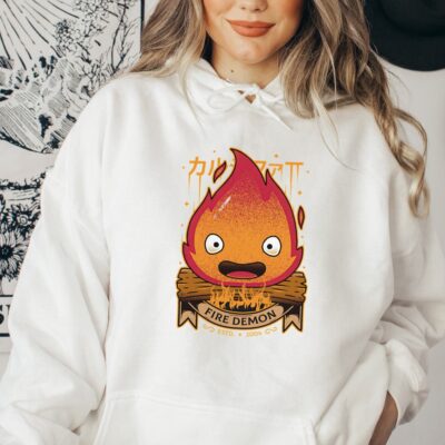Calcifer Fire Demon Howls Moving Castle Inspired Hoodie - Howl’s Moving Castle Shop