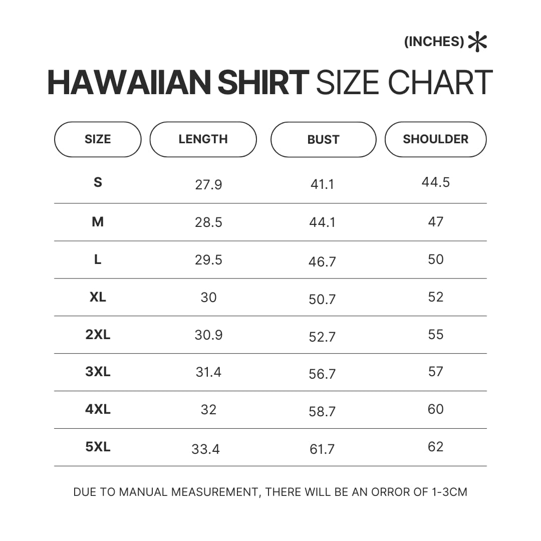 Hawaiian Shirt Size Chart - Howl’s Moving Castle Shop